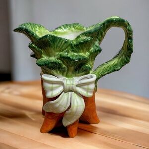 Kaldun & Bogle Carrot Pitcher Hand Painted Ceramic Easter Garden Rustic Country